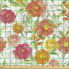 Botanik Parça Kumaş Sulu Boyayla Yapılmış Çiçek Tasarımları