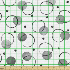 Daireler Parça Kumaş Beyaz Fonda Sulu Boya İzleri Olan Desen