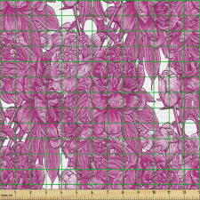 Botanik Parça Kumaş Sade Fon Üzerine İç İçe Karışık Çiçekler