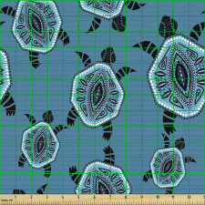 Hayvan Parça Kumaş Üzerinde Ütopik Desenler Olan Kaplumbağalar