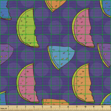 Meyveler Parça Kumaş Tekrarlanmış Rengarenk Karpuz Dilimleri 