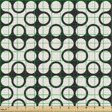 Geometrik Parça Kumaş Daireler ve Karelerden Oluşan Örüntü 
