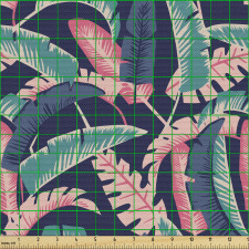 Tropikal Parça Kumaş Tekrarlanmış Renkli Palmiye Yaprakları