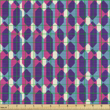 Geometrik Parça Kumaş Mor Mavi Mozaik Desenli