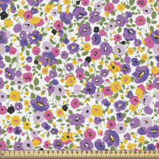 Botanik Parça Kumaş Yakın Renklerde Minimal Çiçek Desenleri