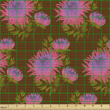 Botanik Parça Kumaş Tekrarlanmış İnce Püskül Yapraklı Çiçekler