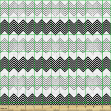 Geometrik Parça Kumaş Beyaz Fon Üzerine Yatay Zikzak Çizgiler