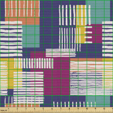 Boho Parça Kumaş Mozaik Rengarenk Kareler Üzerinde Çizgiler