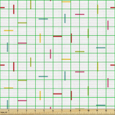 Geometrik Parça Kumaş Beyaz Fon Üzerine Rengarenk Çizgiler