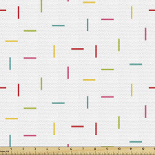 Geometrik Parça Kumaş Beyaz Fon Üzerine Rengarenk Çizgiler