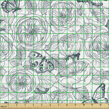Bahçe Parça Kumaş Tekrarlanmış Çiçeklerin Üzerine Konan Kelebek