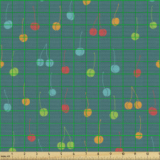 Kiraz Parça Kumaş Sık Tekrarlanmış Rengarenk Dağınık Meyveler