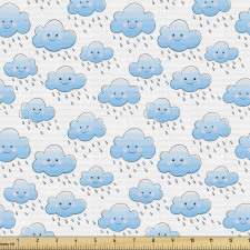 Yağmur Parça Kumaş Sık Tekrarlanmış Güler Yüzlü Bulut Figürleri
