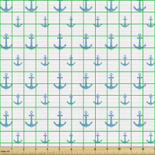Gemici Parça Kumaş Sık Tekrarlanmış Turkuaz Denizci Çapaları