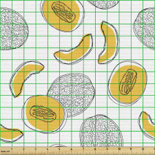 Meyve Parça Kumaş Detaylı İnce Çizgiler ile Kavun ve Dilimleri