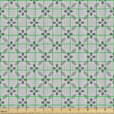 Geometrik Parça Kumaş Kesik Çizgiler Arasındaki Soyut Çiçekler