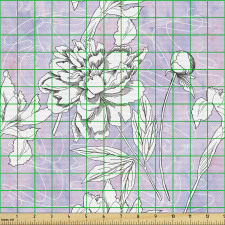 Doğa Parça Kumaş Modern ve Şık Zemin Üstüne Eskiz Çiçek Çizimi