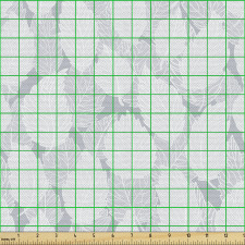 Bitki Parça Kumaş Gri Tonlarında Tropikal Yaprak Silüetleri
