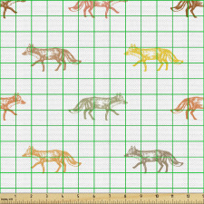 İllüstrasyon Parça Kumaş Düz Zeminde Rengarenk Tilki Silüetleri