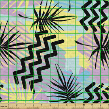 Geometrik Parça Kumaş Eğlenceli Ağaçlar ve Zikzaklar Çizgiler