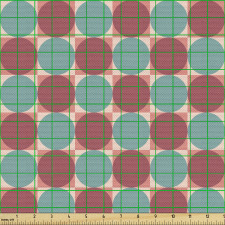 Geometrik Parça Kumaş Retro Görünümlü Kareler İçindeki Daireler