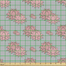 Bitki Parça Kumaş Çapraz Düzende Pembemsi Lotus Çiçekleri Afişi