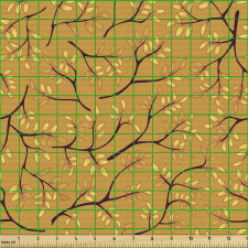 Mevsimler Parça Kumaş Sonbahar Yaprak Dalları Desenli