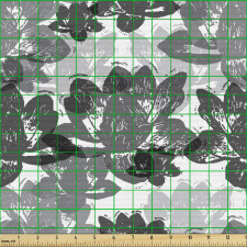 Botanik Parça Kumaş Koyu Renkli Yapraklı Çiçek Çizimleri Model