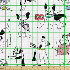 Karikatür Parça Kumaş Ayakkabı ve Priz ile Oynayan Köpekler
