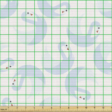 Doğa Parça Kumaş Beyaz Fon Üzerindeki Mavi Kuğu Desenli Gaga