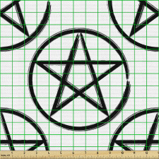 Sembol Parça Kumaş Beyaz Fon Üzerinde Pentagram Yıldızı Şekil