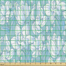 Floral Parça Kumaş Mavi Fondaki Zarif Bahar Çiçekleri Desenli