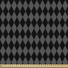 Geometrik Parça Kumaş Siyah Gri Dörtgen Desenli Çokgen Baklava