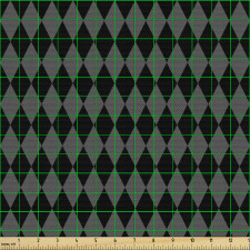 Geometrik Parça Kumaş Siyah Gri Dörtgen Desenli Çokgen Baklava