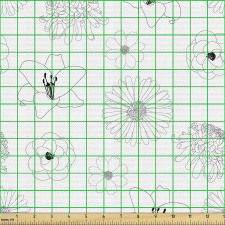 Botanik Parça Kumaş Farklı Çeşitlerde El Çizimi Çiçekler Desen