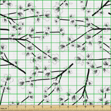 Floral Parça Kumaş Sade Beyaz Fon Üzerindeki Daldaki Çiçekler