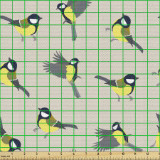 Kuşlar Parça Kumaş Kanatları Açık ve Kapalı Şekilde Canlı Desen