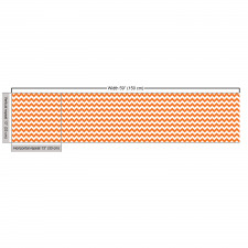 Geometrik Parça Kumaş Turuncu Beyaz Zikzaklar