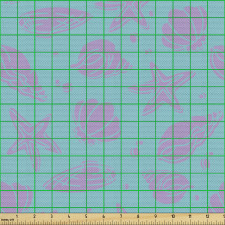Pastel Parça Kumaş Deniz İçinde Bulunan Kabuklar ve Yıldızlar