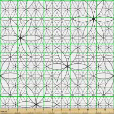 Retro Parça Kumaş Yuvarlaklar ile Geometrik Çiçek Çizimleri