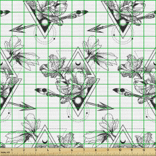 Fantezi Parça Kumaş Ters Düz Üçgenler ile Tüylü Ok ve Çiçekler
