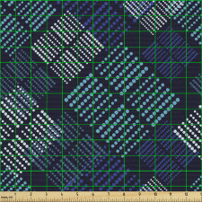 Geometrik Parça Kumaş Noktalı Kareler Desenli
