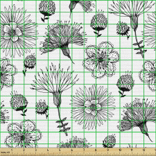 Vintage Parça Kumaş Zarif ve Nostaljik Çiçeklerin Eskiz Çizimi