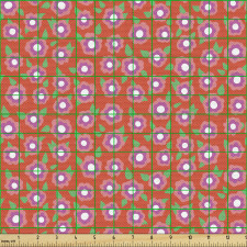 Karikatür Parça Kumaş Dijital Çizim ile Sevimli Çiçekler Deseni