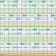 Moda Parça Kumaş Yatay Çizgiler ve Nokta ile Etnik Ok Çizimleri