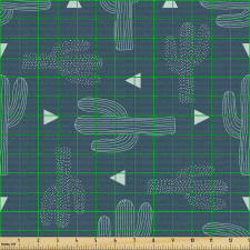 Dijital Parça Kumaş Noktalar ve İnce Çizgiler ile Kaktüs Çizimi