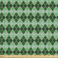 Geometrik Parça Kumaş Yeşilli Kafesli Dört Parçalı Yapraklar