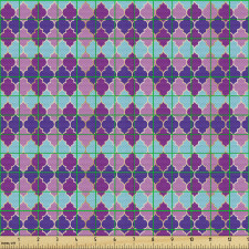 Geometrik Parça Kumaş Mavi Pembe ve Mor Dört Parçalı Yapraklar