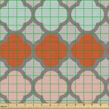 Geometrik Parça Kumaş Mavili ve Turunculu Dörtgenler Desenli