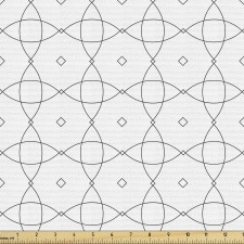 Geometrik Parça Kumaş Siyah Beyaz Dörtgen ve Eğriler Desenli